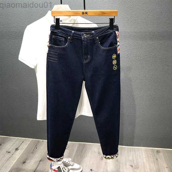 men's jeans brand men clothing fashion slim jeans embroidery stitching simple japanese streetwear navy blue denim cargo pants l230724
men's jeans brand men clothing fashion slim jeans embroidery stitching simple japanese streetwear navy blue denim cargo pants l230724