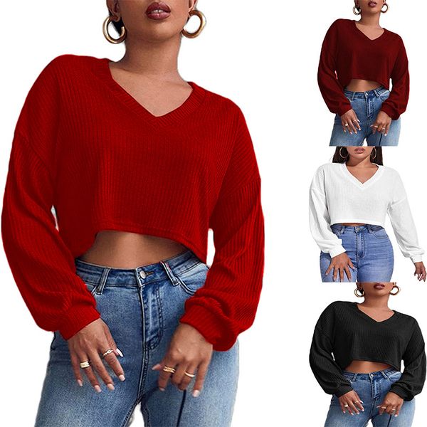 lu women cropped shirts streetwear pullover oblique shoulder v-neck fashion long sleeve solid sweater
lu women cropped shirts streetwear pullover oblique shoulder v-neck fashion long sleeve solid sweater
