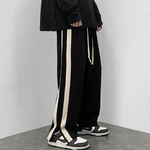 mens pants trousers side stripe loose straight slit wide leg large size high street sweatpants 230724, Black
mens pants trousers side stripe loose straight slit wide leg large size high street sweatpants 230724, Black