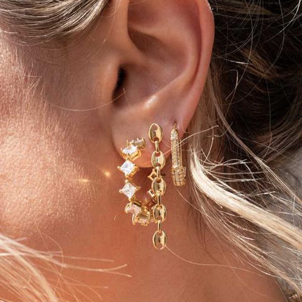 micro inlaid earrings women's french simple earrings plated earrings style earring, Golden
micro inlaid earrings women's french simple earrings plated earrings style earring, Golden
