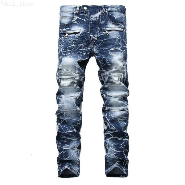 men's mens jeans brand snow designer fashion slim skinny moto biker casual straight motorcycle men destroyed denim trousers 221123 l230, Blue
men's mens jeans brand snow designer fashion slim skinny moto biker casual straight motorcycle men destroyed denim trousers 221123 l230, Blue