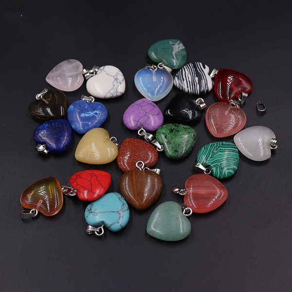 selling mixed color packaging 2cm natural stone peach heart pendant crystal love pendant, Silver
selling mixed color packaging 2cm natural stone peach heart pendant crystal love pendant, Silver