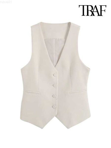 women's jackets traf women fashion front button fitted waistcoat vintage sleeveless welt pockets female outerwear chic vest l230724, Black;brown
women's jackets traf women fashion front button fitted waistcoat vintage sleeveless welt pockets female outerwear chic vest l230724, Black;brown