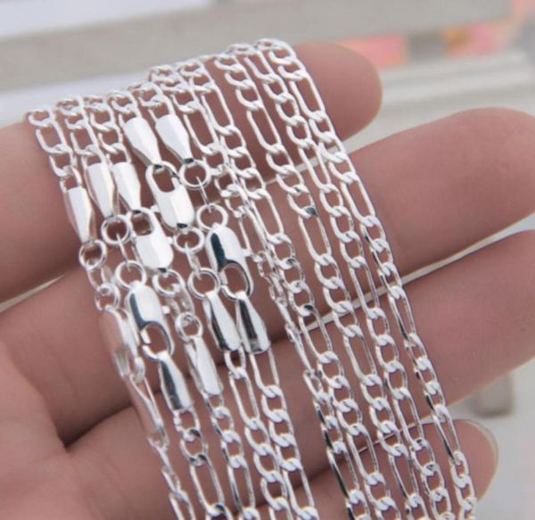 100pcs 925 solid sterling silver chains 2mm womens figaro link necklace 16 308227381