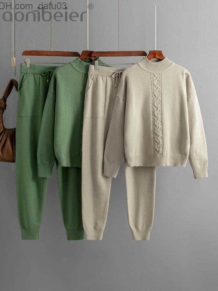 women's two piece pants aonibeier 2023 autumn/winter women's sweater set traf half high neck wristband loose straddle women's, White
women's two piece pants aonibeier 2023 autumn/winter women's sweater set traf half high neck wristband loose straddle women's, White