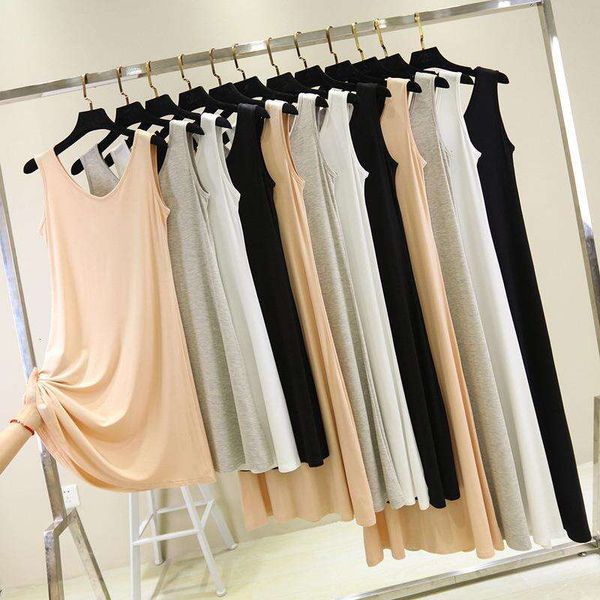 womens summer modal camisole dress base long sleeveless loose a line, Black;gray
womens summer modal camisole dress base long sleeveless loose a line, Black;gray