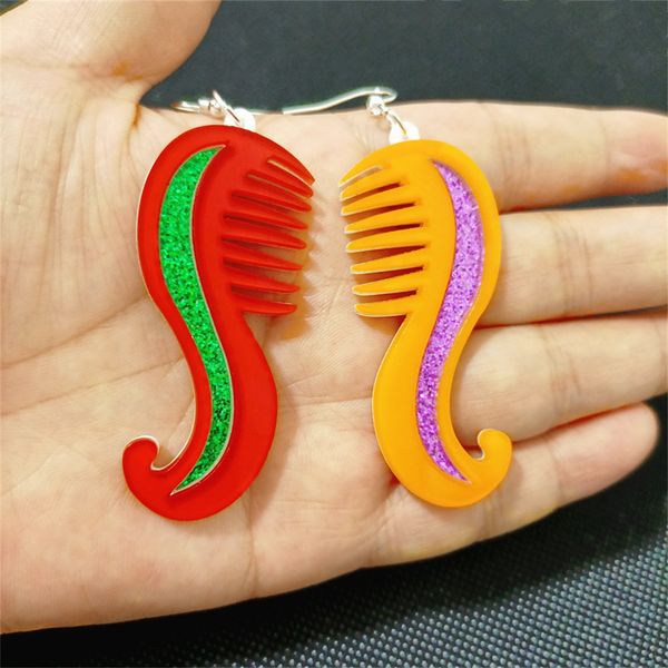 comb earrings for women glitter green purple acrylic dangle jewelry novelty cute fashion accessories, Silver
comb earrings for women glitter green purple acrylic dangle jewelry novelty cute fashion accessories, Silver