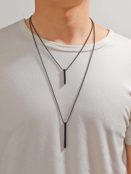 men's accessories 2pcs/set men rectangle charm necklace for jewelry gift and party, Silver
men's accessories 2pcs/set men rectangle charm necklace for jewelry gift and party, Silver