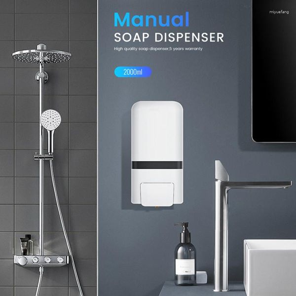 Image of 2000ml Bathroom Wall Mounted ABS Plastic Liquid Soap Dispensers Manual Hand Sanitizer