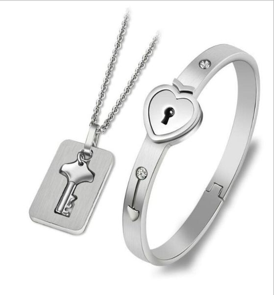 jewelry sets stainless steel jewelry set lover lock bangle bracelet key pendant necklace ne9668584266, Silver
jewelry sets stainless steel jewelry set lover lock bangle bracelet key pendant necklace ne9668584266, Silver