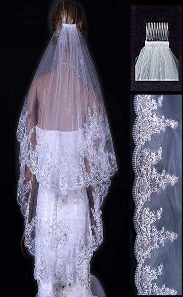two layers white ivory wedding veil short tulle veils with comb 15m wedding accessories bridal veils with sequins1600021, Black
two layers white ivory wedding veil short tulle veils with comb 15m wedding accessories bridal veils with sequins1600021, Black