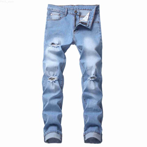 men's jeans mens blue ripped skinny distressed destroyed male biker hole distrressed zipper slim fit denim casual trousers pants l23072
men's jeans mens blue ripped skinny distressed destroyed male biker hole distrressed zipper slim fit denim casual trousers pants l23072