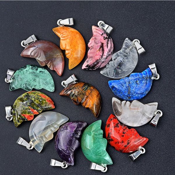 natural stone engraving face moon shape pendant crystal agate charms necklace earrings making accessory, Bronze;silver
natural stone engraving face moon shape pendant crystal agate charms necklace earrings making accessory, Bronze;silver