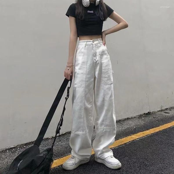 women's jeans korean fashion style wide leg women white est casual spring autumn chic streetwear loose students high waist female, Blue
women's jeans korean fashion style wide leg women white est casual spring autumn chic streetwear loose students high waist female, Blue