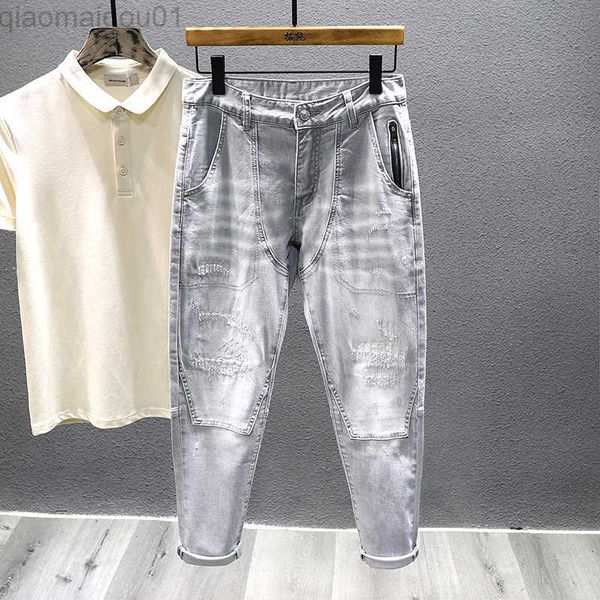men's jeans stitching zipper jeans men's spring autumn new personality locomotive streetwear slim denim trousers smoke gray l23072, Blue
men's jeans stitching zipper jeans men's spring autumn new personality locomotive streetwear slim denim trousers smoke gray l23072, Blue