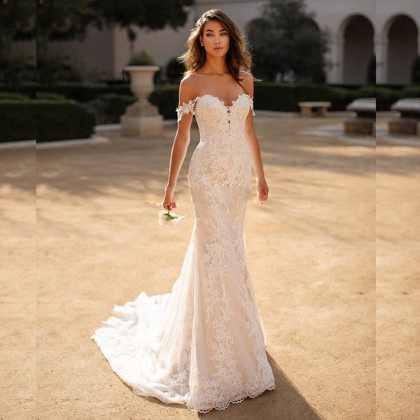 lace fishtail backless wedding dress gown off shoulder appliques wedding bridal gown for south african women, White
lace fishtail backless wedding dress gown off shoulder appliques wedding bridal gown for south african women, White