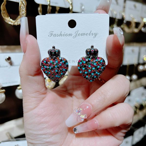needle heart full diamond fashion style design large edition mixed color heart light earrings for women, Golden
needle heart full diamond fashion style design large edition mixed color heart light earrings for women, Golden