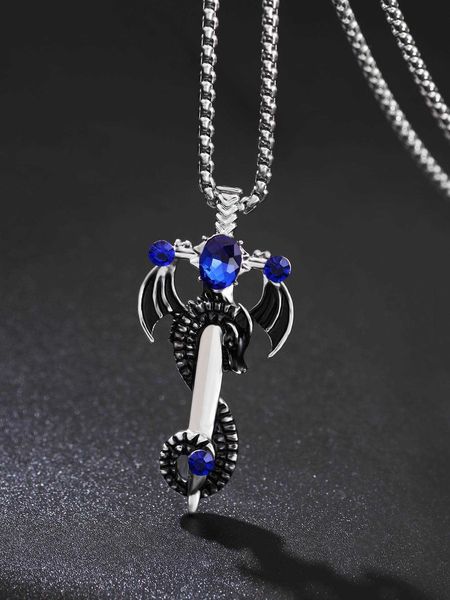 men's accessories 1pc glamorous zinc alloy rhinestone decor sword charm necklace for men for daily decoration, Silver
men's accessories 1pc glamorous zinc alloy rhinestone decor sword charm necklace for men for daily decoration, Silver