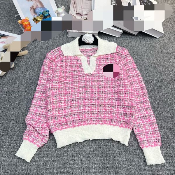 725 2023 autumn runway summer pullover brand same style sweater long sleeve lapel neck fashion clothes womens qian688, White;black
725 2023 autumn runway summer pullover brand same style sweater long sleeve lapel neck fashion clothes womens qian688, White;black
