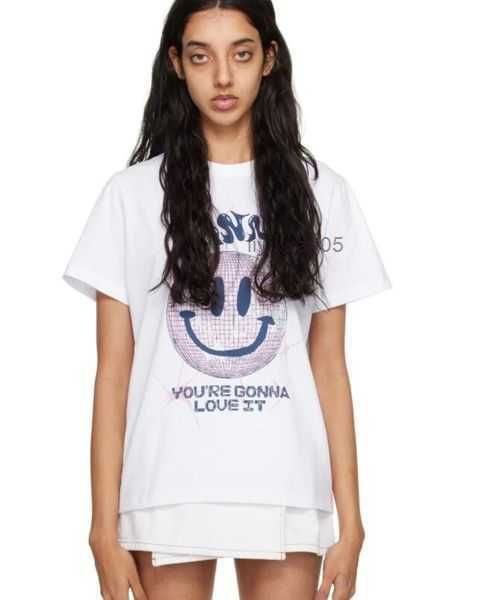 23ss new ganni women quality t shirt beach tees versatile smiling face print round neck casual loose pullover short sleeve t-shirt clothing, White
23ss new ganni women quality t shirt beach tees versatile smiling face print round neck casual loose pullover short sleeve t-shirt clothing, White