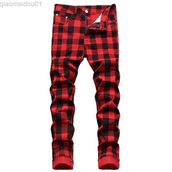 men's jeans men red plaid printed pants fashion slim stretch jeans trendy plus size straight trousers l230724, Blue
men's jeans men red plaid printed pants fashion slim stretch jeans trendy plus size straight trousers l230724, Blue