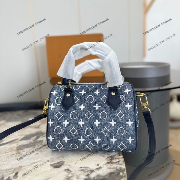 23 womens luxurys designers speedy tote bag flowers denim grey pillow shoulder strap crossbody women handbag with original metal pouch purse
23 womens luxurys designers speedy tote bag flowers denim grey pillow shoulder strap crossbody women handbag with original metal pouch purse