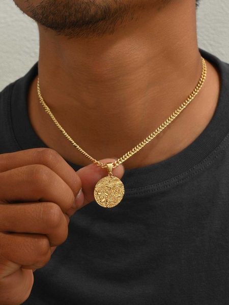 men's accessories men lion detail round charm necklace for jewelry gift and party, Silver
men's accessories men lion detail round charm necklace for jewelry gift and party, Silver