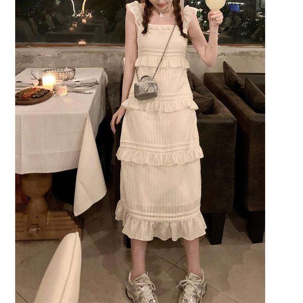 little flying sleeveless cake dress summer midi long seaside resort slimming fairy, Black;gray
little flying sleeveless cake dress summer midi long seaside resort slimming fairy, Black;gray