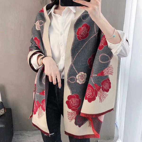 scarves wraps cashmere like shawl for women in autumn winter, Red;brown 
scarves wraps cashmere like shawl for women in autumn winter, Red;brown