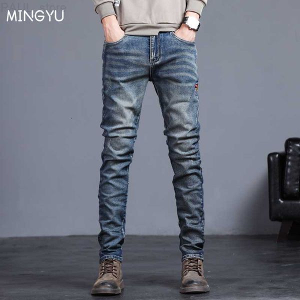 men's mens jeans autumn winter vintage blue solid color elastic classic men slim fashion denim trousers male 2738 221118 l230724
men's mens jeans autumn winter vintage blue solid color elastic classic men slim fashion denim trousers male 2738 221118 l230724