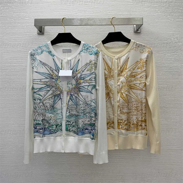 summer designer shirt woman front piece 19mm 100% silk twill splicing nautical sun print round neck long sleeve buttoned knit cardigan women, White
summer designer shirt woman front piece 19mm 100% silk twill splicing nautical sun print round neck long sleeve buttoned knit cardigan women, White