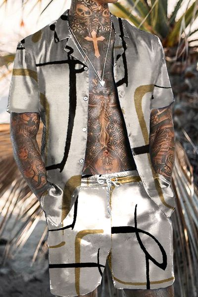men s tracksuits hawaiian short sleeved shirt and shorts set geometric printing two piece bottom lapel button drawstring beach 230724, Gray
men s tracksuits hawaiian short sleeved shirt and shorts set geometric printing two piece bottom lapel button drawstring beach 230724, Gray