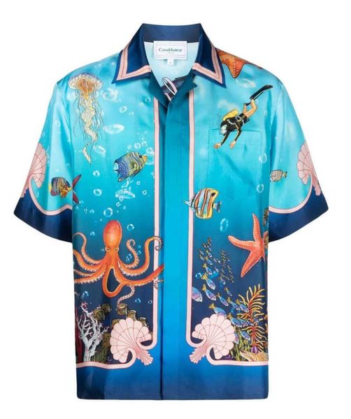 new casablanca silk shirt ocean world submarine print shirt loose hawaiian american style shirts, White;black
new casablanca silk shirt ocean world submarine print shirt loose hawaiian american style shirts, White;black