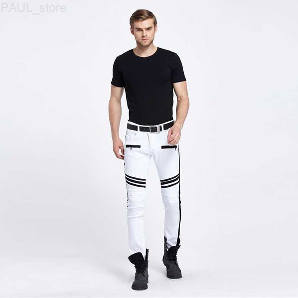 men's jeans fashion mens straight slim fit biker pants skinny denim washed hiphop trousers white asian size l230724, Blue
men's jeans fashion mens straight slim fit biker pants skinny denim washed hiphop trousers white asian size l230724, Blue