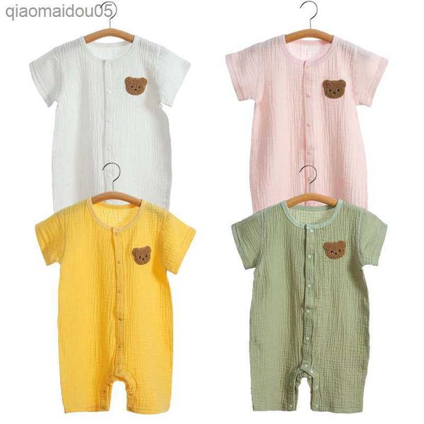 2023 korean baby romper muslin short sleeves jumpsuit for girls boys cute bear one-pieces clothing newborn summer thin bodysuits l230712, Blue
2023 korean baby romper muslin short sleeves jumpsuit for girls boys cute bear one-pieces clothing newborn summer thin bodysuits l230712, Blue