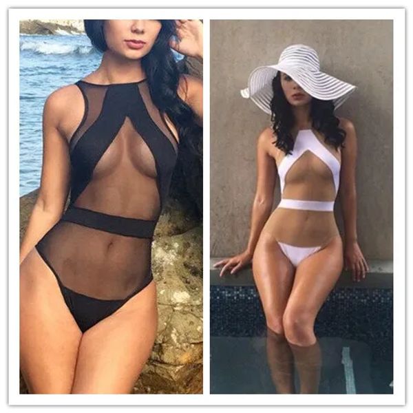 black and white one-piece swimwear mesh bikini vintage bathing suit swimsuit, White;black
black and white one-piece swimwear mesh bikini vintage bathing suit swimsuit, White;black