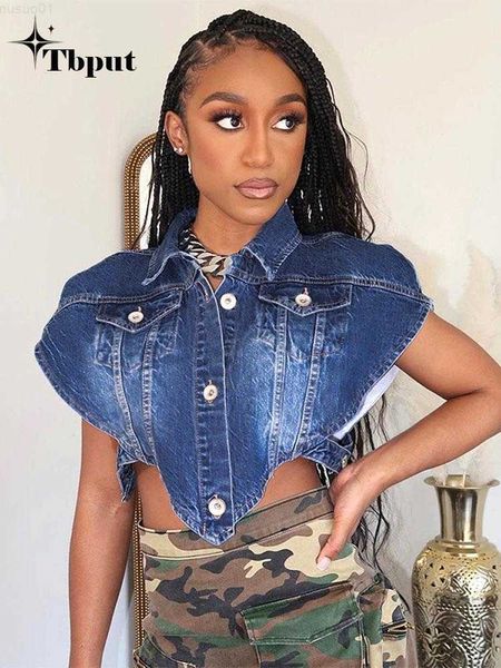 women's jackets 2023 summer autumn womens denim jacket fashion short sleeve thin irregular overcoat crop jeans jacket outwear l230724, Black;brown
women's jackets 2023 summer autumn womens denim jacket fashion short sleeve thin irregular overcoat crop jeans jacket outwear l230724, Black;brown
