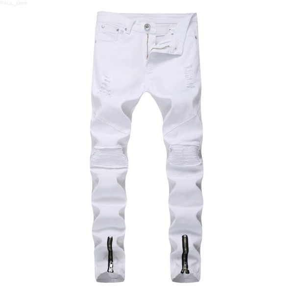 men's jeans men white solid color frayed slim-fit bikes pencil pants classic business streetwear delivery l230724, Blue
men's jeans men white solid color frayed slim-fit bikes pencil pants classic business streetwear delivery l230724, Blue