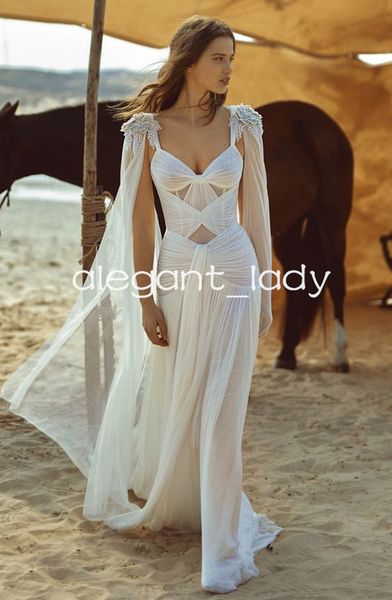 grace greek beach wedding dresses inner-corset detachable wing sleeves pleated draped silk tulle boho bridal gowns, White
grace greek beach wedding dresses inner-corset detachable wing sleeves pleated draped silk tulle boho bridal gowns, White