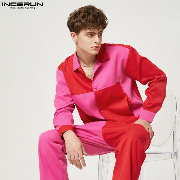 men s tracksuits incerun fashion men sets patchwork streetwear 2023 loose lapel long sleeve shirt straight pants 2pcs casual suits s 5xl 230, Gray
men s tracksuits incerun fashion men sets patchwork streetwear 2023 loose lapel long sleeve shirt straight pants 2pcs casual suits s 5xl 230, Gray