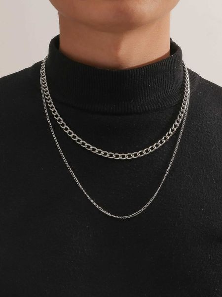 men's accessories fashionable and popular 2pcs men minimalist chain necklace stainless steel for jewelry gift and for a stylish look, Silver
men's accessories fashionable and popular 2pcs men minimalist chain necklace stainless steel for jewelry gift and for a stylish look, Silver