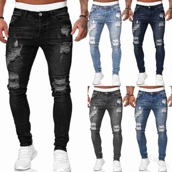men's mens jeans men ripped hole denim pants pockets button skinny long trousers mid waist hip hop punk slimfit casual streetwear 23070, Blue
men's mens jeans men ripped hole denim pants pockets button skinny long trousers mid waist hip hop punk slimfit casual streetwear 23070, Blue