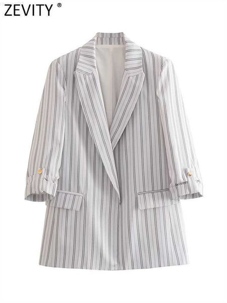 women's suits blazers zevity women fashion striped print roll up sleeve blazer coat office lady notched collar outerwear chic veste sui, White;black
women's suits blazers zevity women fashion striped print roll up sleeve blazer coat office lady notched collar outerwear chic veste sui, White;black