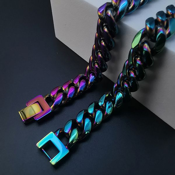 hip hop rap colorful stainless steel cuban link chain necklace men sport jewelry, Silver
hip hop rap colorful stainless steel cuban link chain necklace men sport jewelry, Silver