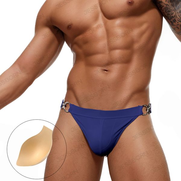men's swimwear high cut bikini mens double metal buckle g string swim briefs pad push up t back trunks nylon gay bathing suit 230724
men's swimwear high cut bikini mens double metal buckle g string swim briefs pad push up t back trunks nylon gay bathing suit 230724