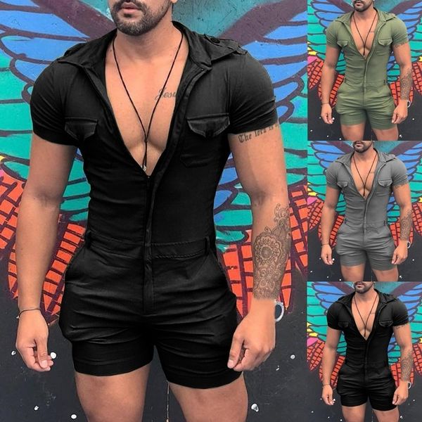 men's tracksuits mens summer jumpsuits slim fit zipper short sleeve comfy shorts with pockets 230724, Gray
men's tracksuits mens summer jumpsuits slim fit zipper short sleeve comfy shorts with pockets 230724, Gray