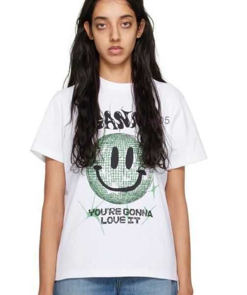 23ss new ganni women quality t shirt beach tees versatile smiling face print round neck casual loose pullover short sleeve t-shirt clothing, White
23ss new ganni women quality t shirt beach tees versatile smiling face print round neck casual loose pullover short sleeve t-shirt clothing, White