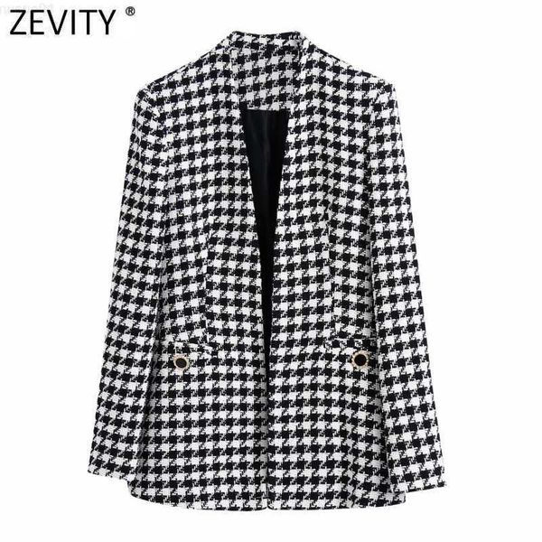 women's jackets zevity 2021 women vintage houndstooth plaid print open stitching tweed woolen coat female chic outwear slim jackets ct, Black;brown
women's jackets zevity 2021 women vintage houndstooth plaid print open stitching tweed woolen coat female chic outwear slim jackets ct, Black;brown