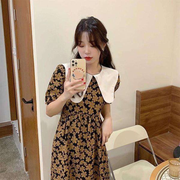 item title chic summer french retro doll collar dress puff sleeves loose high waist floral temperament socialite, Black;gray
item title chic summer french retro doll collar dress puff sleeves loose high waist floral temperament socialite, Black;gray