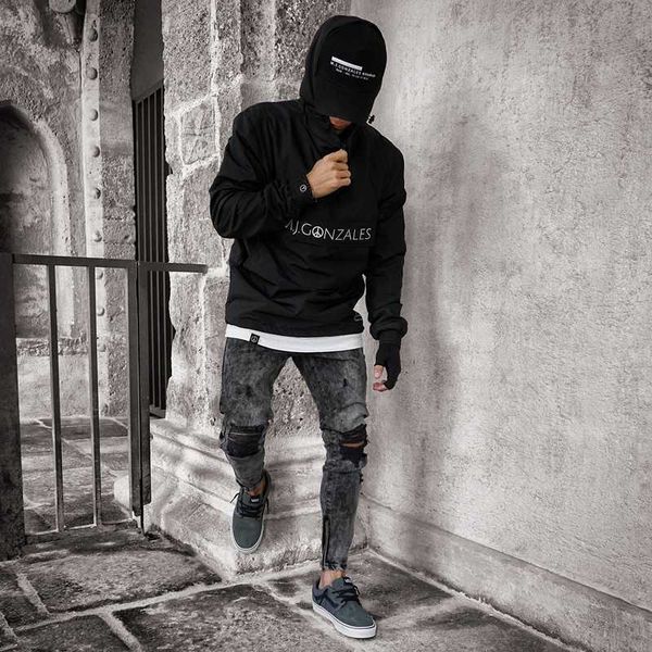 men's sweatpants hole jeans casual foot zipper male ripped skinny trousers black biker pencil long pants 220314 l230726, Blue
men's sweatpants hole jeans casual foot zipper male ripped skinny trousers black biker pencil long pants 220314 l230726, Blue